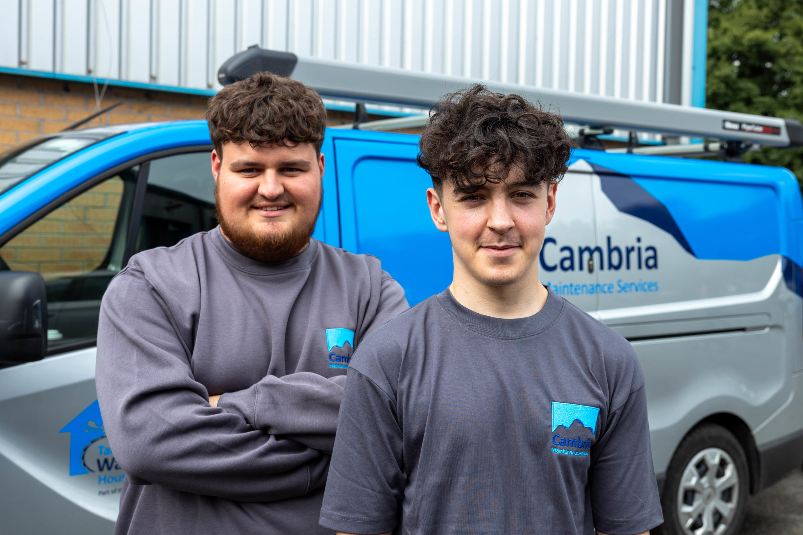 Apprentices in front of Cambria van